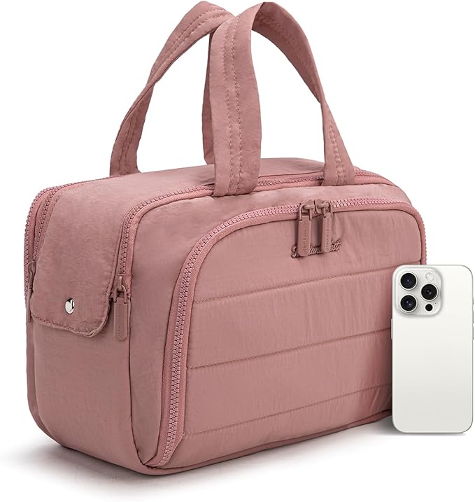 Montana West Travel Toiletry Bag for Women, Large Capacity Makeup Organizer, Lightweight Puffy Cosmetic Bag with Waterproof Lining, Front & Back Zipper Pockets, Travel Essentials Bag