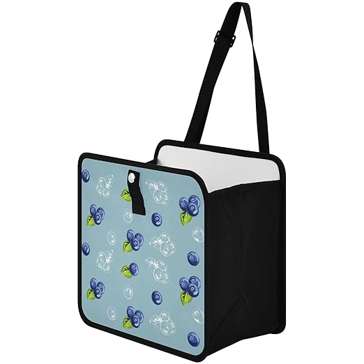 Blueberry Car Trash Can Cute Fruit Foldable Hanging Car Trash Bag Bin Auto Garbage Can Leak-Proof Car Organizer(Large)