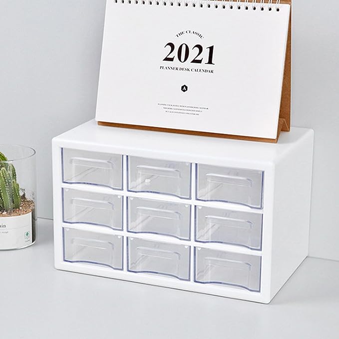 3 Tier Desk Organizer, Plastic Desk Storage Box with Drawer Space Saving Long Lasting Use for Jewelry Stationery Makeup Pencil (White)