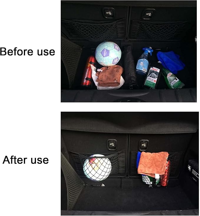 Universal Mesh Cargo Net Storage Net Wall Sticker Organizer Pouch Bag Storage Mesh Net for Car Trunk Storage Add On Organizers for Car Truck (24" x 9.5"（2 Packs)