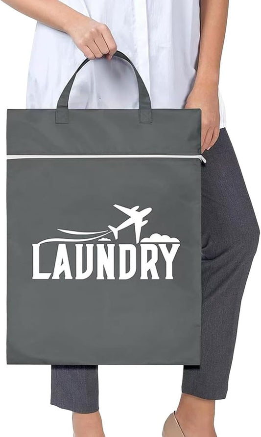 Travel Laundry Bag - Waterproof Wet Pouch, 1 Piece Foldable Clothes Organizer For Soiled Apparel, Portable Moisture Proof Sack With Zip Closure, Packing Gear, Mesh Divider For Dorm, Bath