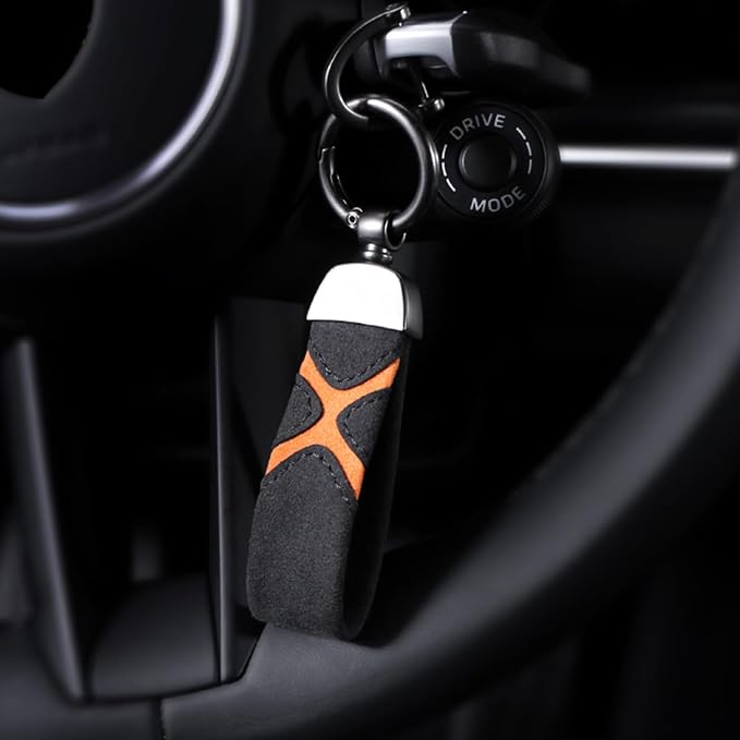 BETTERHUMZ Leather Suede Car Keychain,Key Chain Clip for Alcantara, Anti-Lost D-Ring for Men and Women Car Accessories