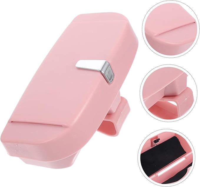 FRCOLOR 1Pc Pink Vehicle Mounted Eyewear Case Multifunctional Visor Clip for Sunglasses and Ticket Storage Durable and Organizer for Cars Great for Family