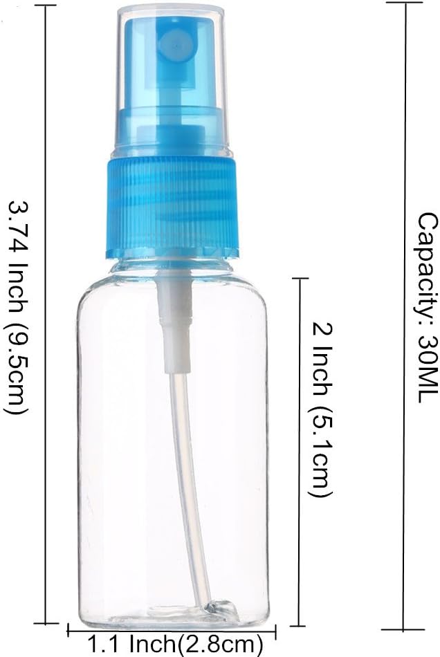 SINIDE Spray Bottles 30 ml/1 oz, 4 Pack Clear Empty Fine Mist Plastic Mini Travel Bottle Set, Portable Refillable Makeup Sprayer Containers for Perfume, Liquids, Aromatherapy, Small Size