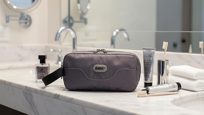 GOX Small Travel Toiletry Bag, Dopp Kit Case For Men, Multifunction Cosmetics Organizer Pouch (Grey)