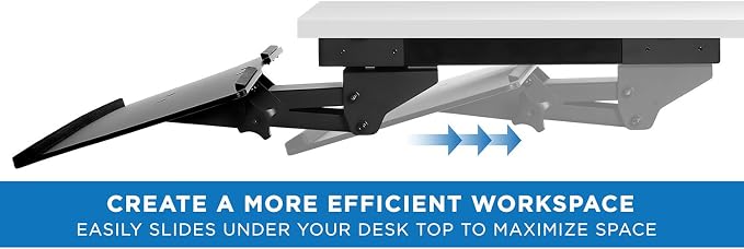 Mount-It! Under Desk Keyboard Tray Slide Out, Height Adjustable Keyboard Mount with Wrist Support, 26" Wide Large Platform, Tilt and Swivel for Office and Home, Black