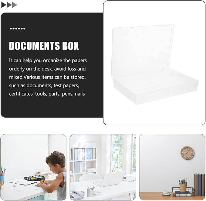 Capacity Transparent File Folder Organizer Box for Desktop Document and Certificate Storage Paper Holder for Office and Home Use Stackable Document Box to Keep Files Neat and