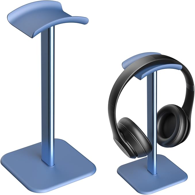 Headphone Stand for Desk - Headset Stand with Aluminum Hanger, Headphone Holder for AirPods Max, Sony, Bose, Beats and More (Blue)