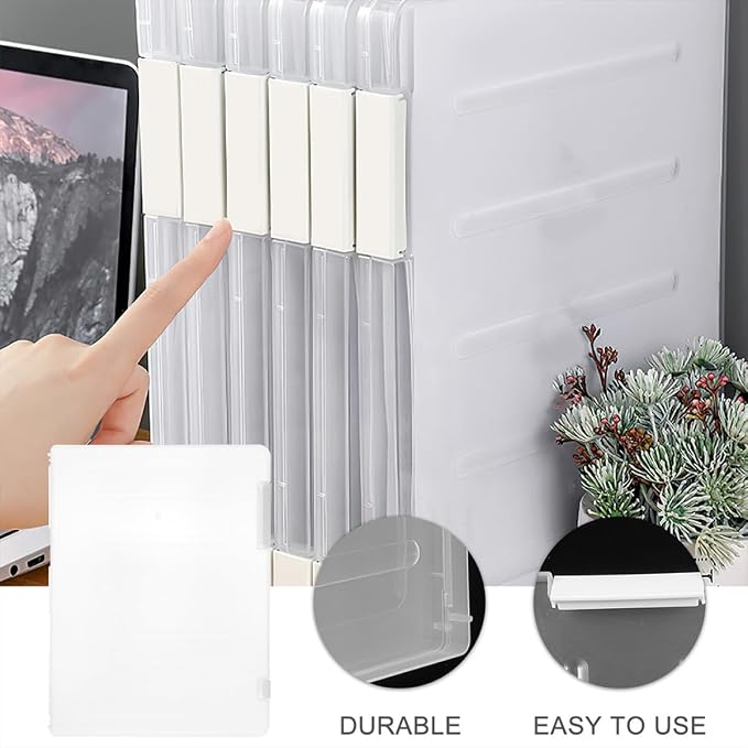 VALICLUD 2pcs White A4 File Organizer Boxes with Lid, Stackable Wear-resistant Document Storage Cases for Office Desktop Filing and Contract Organization