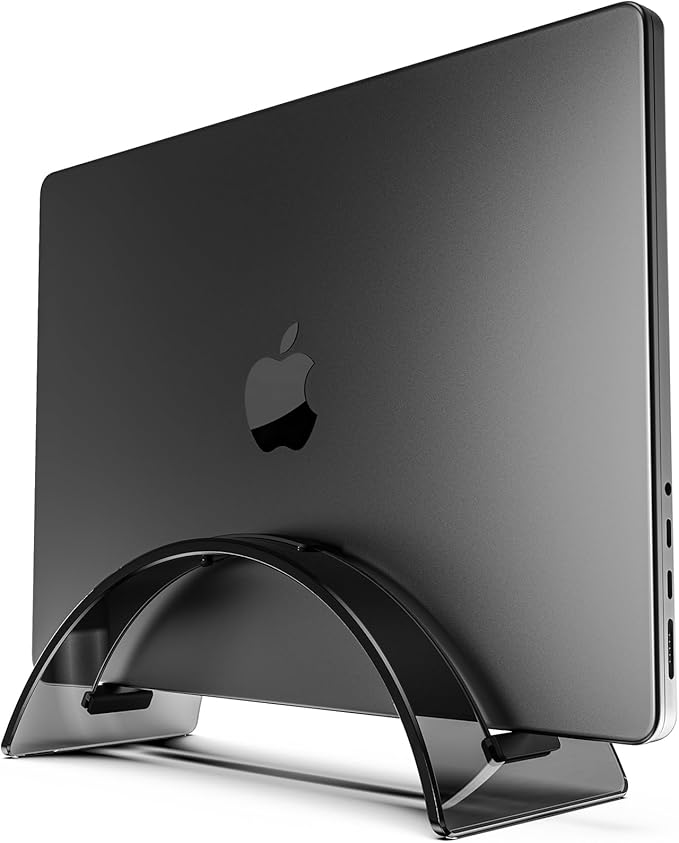 Vertical Laptop Stand for Desk, Vertical Laptop Hoder Space-Saving Organizer for All MacBook, Laptop Stand Acrylic Invisible Desktop Notebook Dock-Black…