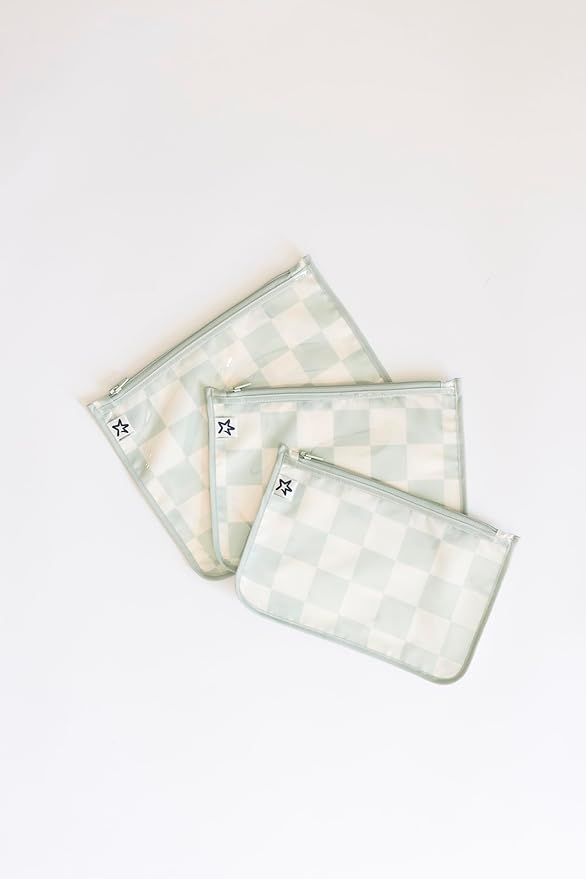 Tiny Twinkle Diaper Bag Organizing Pouches|3 Pack Mess-Proof Clear Front Travel Organizer Bags&TSA Approved Toiletry Bag Set for Baby and Mom Essentials