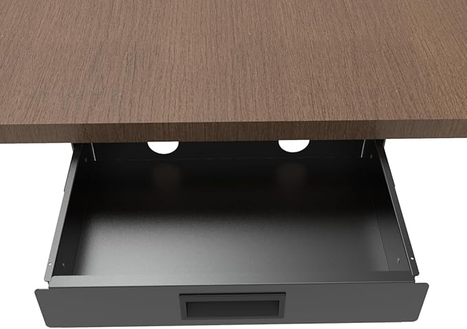 13 Inch Wide Under Desk Sliding Drawer Storage | Pull Out Storage Organizer with Handle for Standing Workstation and Office Home Desk, Black