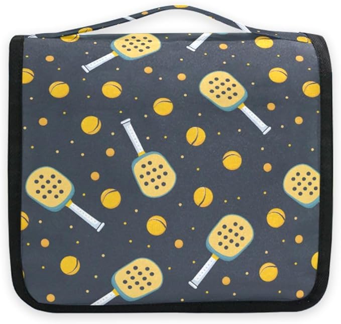 Hanging Travel Toiletry Bag Kit Boys Makeup Case Cosmetics Organizer for Men Women (Pickleball Game Seamless)