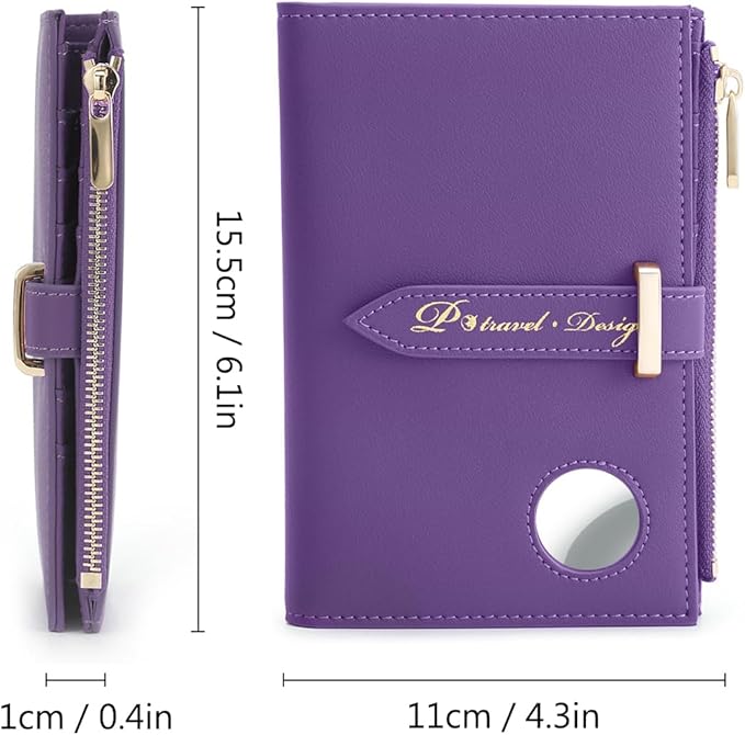 VanFn Airtag Passport Holder, RFID Travel Passport Wallet, Family Passport Holder, Ladies Bifold Air Tag Wallets, Slim Leather Credit Card Wallet For Women, Trip Document Organizer P.Travel Series