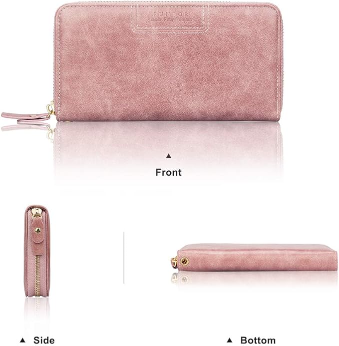 FT FUNTOR Wristlet Wallets for Women, Ladies PU Vegan Leather Clutch Wallet Zip around Phone Purse Card Holder Organizer