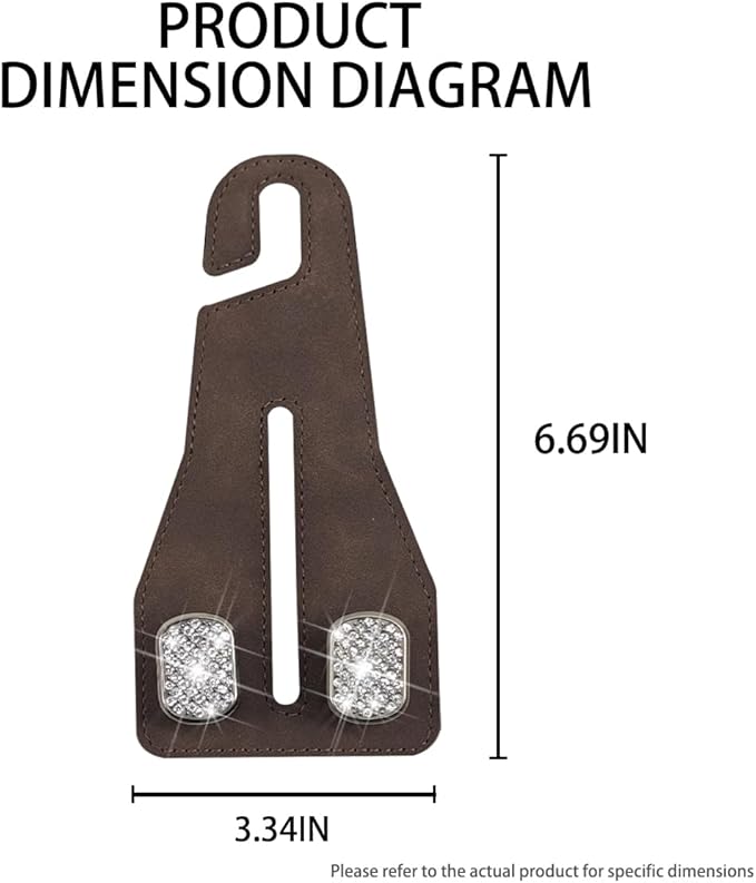 Zpana 2 PCS Car Seat Headrest Hook, Leather Vehicle Seat Back Hanger for Purses Bags, Metal Automotive Interior Storage Organizer Hooks Accessories, Universal for SUV, Truck, RV (Brown)