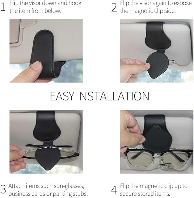 iPick Image for RAM 1500 Beige Leather Magnetic Sunglass Holder Car Sun Visor Mount Clip - Official Licensed