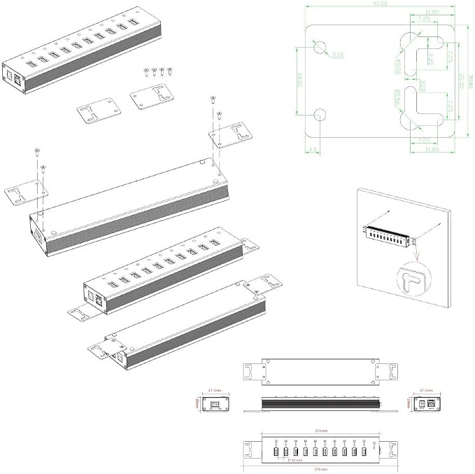 VANTEC 10-PORT USB 3.1 HUB WITH POWER ADAPTER
