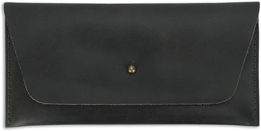 Leather Currency Pouch Large Flap Continental Wallet, Utility Organizer Bag for Cash Coins Travel Leather Money Pouch Currency Envelope Storage Bag and Cash Organizer for Men Women (Green)