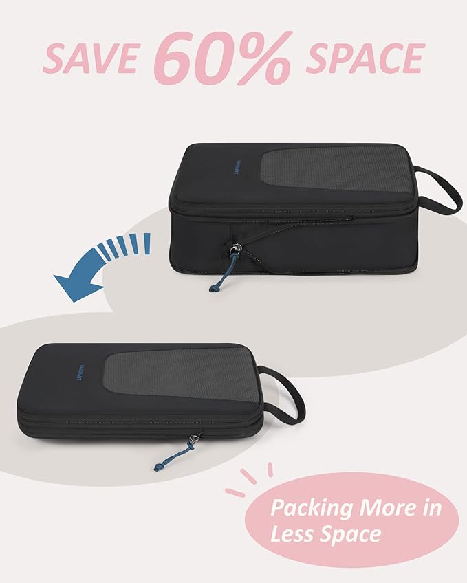 BAGSMART Compression Packing Cubes for Travel, 6/5/4set Lightweight Packing Organizers, Summer Travel Essentials Suitcase Organizer Bags Set