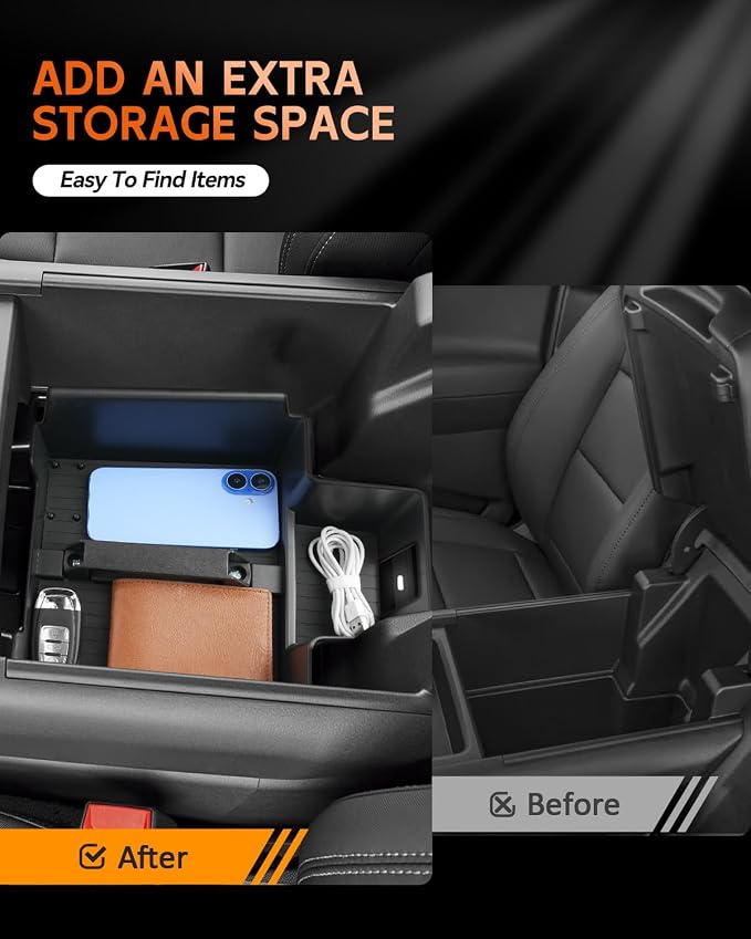 CDEFG for GMC Sierra EV 2025 2026 Accessories Center Console Organizer Tray Sierra EV 2025+ Armrest Storage Middle Console Insert (GMC Sierra EV 2025+)