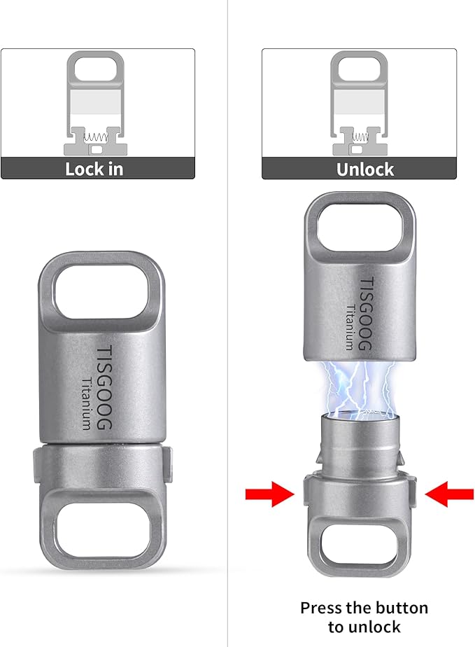 Titanium Quick Release Keychain, Strong Magnetic Keychain for Car Keys, 360 ° Rotatable, Safely Lock, Rust-Proof