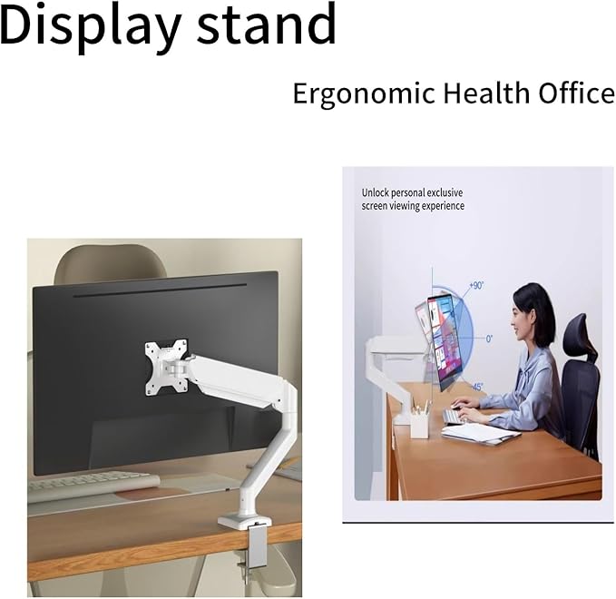 Monitor Stand, Balanced Robotic arm Desktop Stand, Elevated Desk, Computer Desktop Suspended air Pressure arm 17-32 inch White Hanging Rack