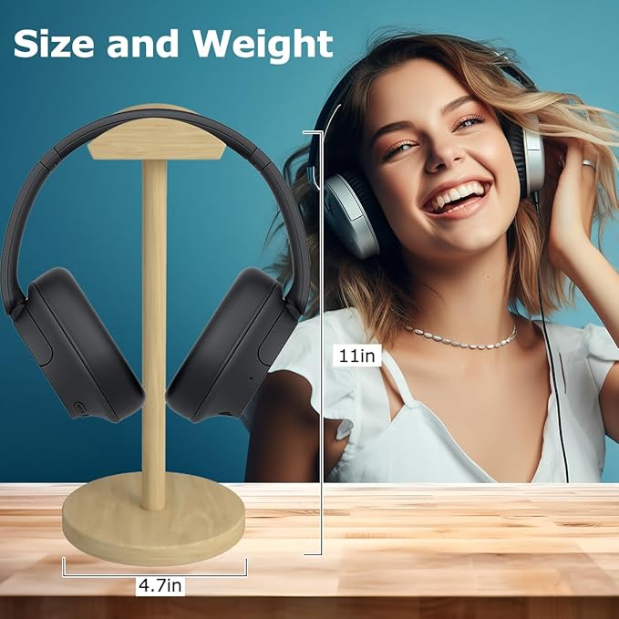Headphone for Desk Hanger Holder Organizer Keeper Racks Storage Mount Gaming Headset Stand Premium Functional Craftmanship Headset Stand (Wood Tone)