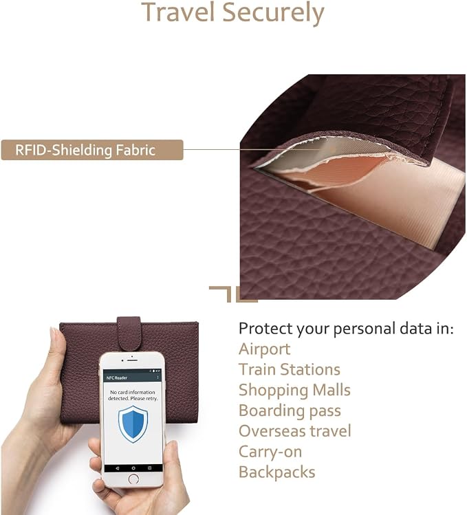 RFID Blocking Passport Wallet for Women, Travel Gift Ready | Slim Passport Holder for Women & Men with Card Slots, Zipper Coin Pocket & Cash Sleeve, Classic Travel Wallet (Coffee Brown)