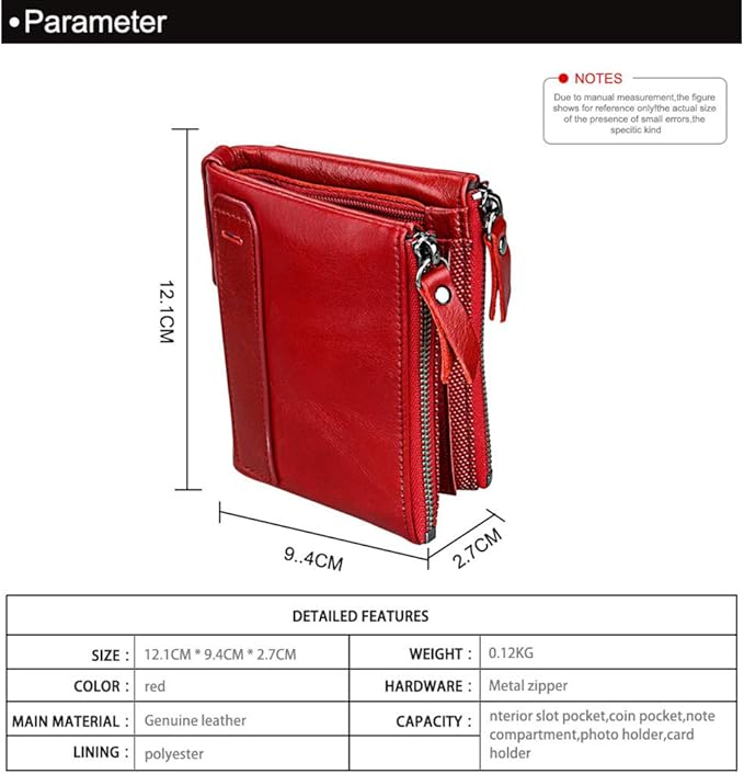 Men's Folding Double Zip Wallet RFID Blocks Retro Short Coin Purse
