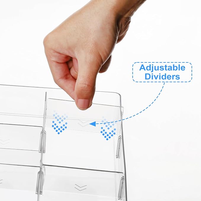 Widousy Acrylic Drawer Organizer, Expandable Drawer Organizer Trays, Desk Organizers and Accessories, Adjustable Compartments Desk Accessories for Makeup Utensil Junk Office Kitchen Bathroom