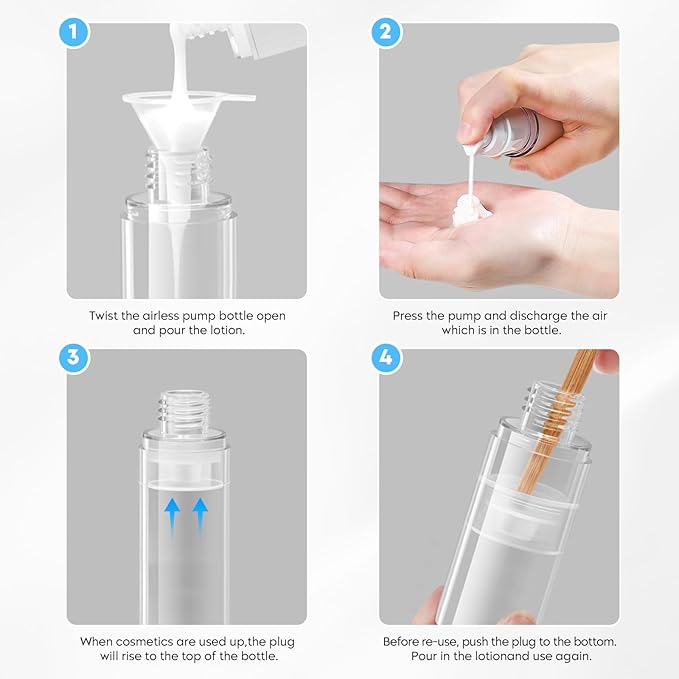 Acrylic Travel Bottles for Toiletries with Label 1.7 Oz 50ml Empty Refillable Leakproof Travel Bottles Lotion Dispenser for Hand Cream Liquids Makeup Skincare - 2Pack