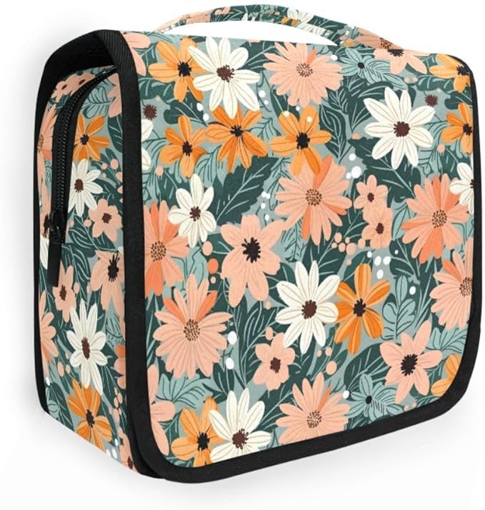 Hanging Travel Toiletry Bag Summer Flowers and Leaves Kit Makeup Case Cosmetics Organizer for Men Women