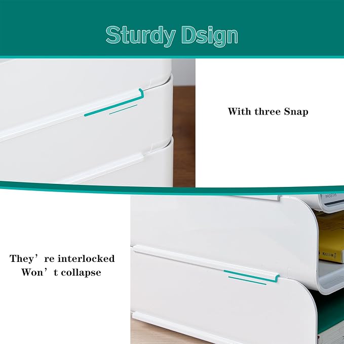 4 Tiers Stackable A4 Paper Trays, Office Desk File Holder, Tidy File Document Letter Book Paper Organizer (4 Tiers,White)