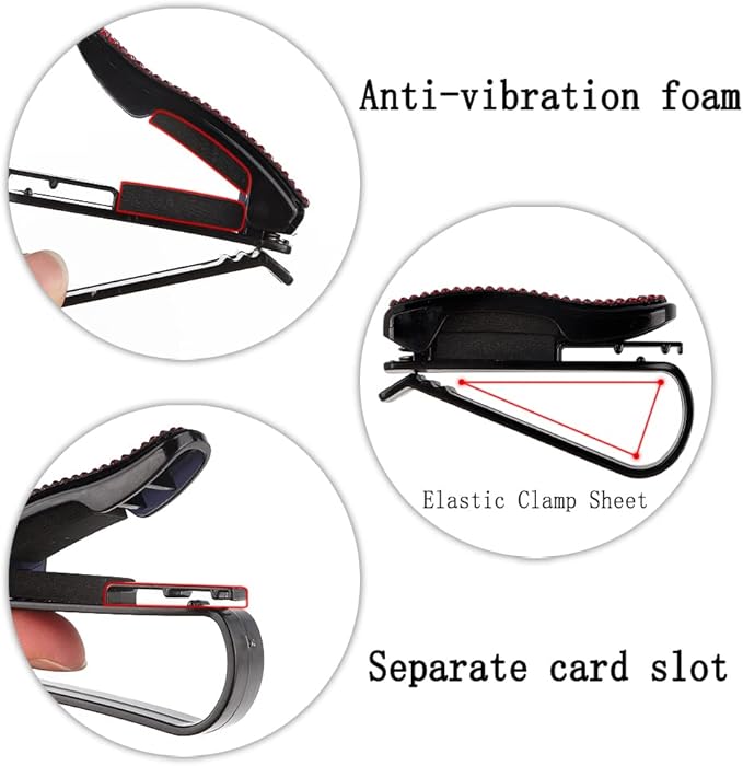 Set of 2 Bling Rhinestone Car Sun Visor Glasses Holders with Anti-Scratch Sponge,Car Decoration for Women Girls,Ticket Card Clip Visor Organizer,Universal Rhinestone Auto Accessories (Colorful)