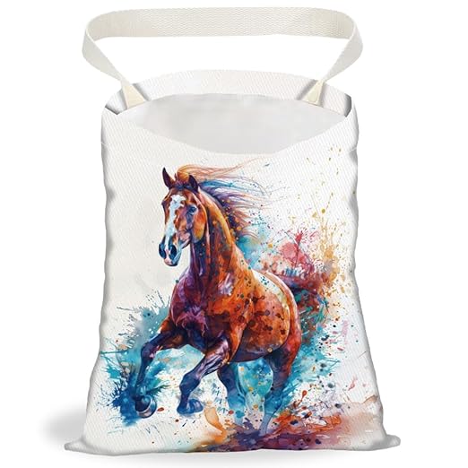 Horse Car Trash Bag Waterproof Hanging Garbage Bag with Snap Buttons Car Back Seat Trash Storage Portable Dustbin Vehicle Rubbish Bags for Kitchen Home Travel Camping