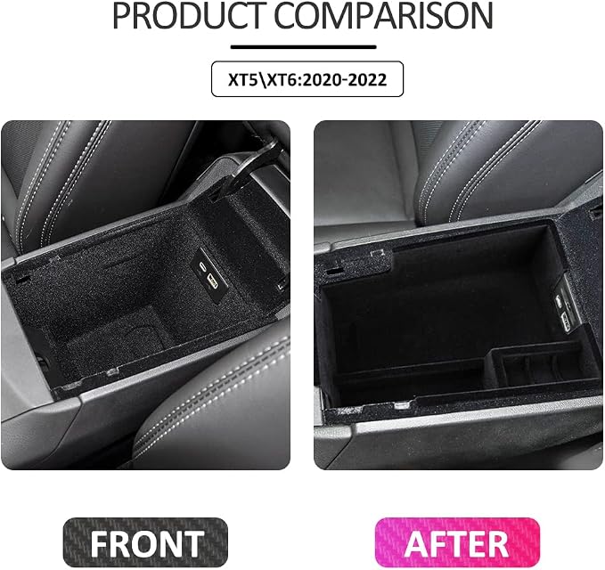 Center Console Organizer Armrest Storage Tray Compatible with Cadillac XT5 Accessories 2023 2022 2021 2020 Flocking Interior Armrest Insert Tray