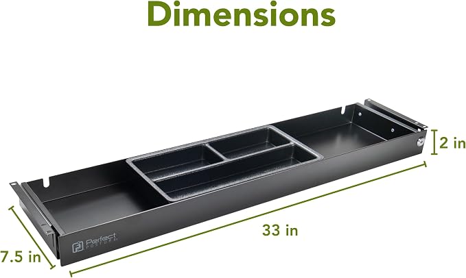 Perfect POSTURE Under Desk Storage Drawer With Lock – Slim Pen & Pencil Drawer for Regular & Sit-Stand Standing Desks, Black (7.5" x 33")