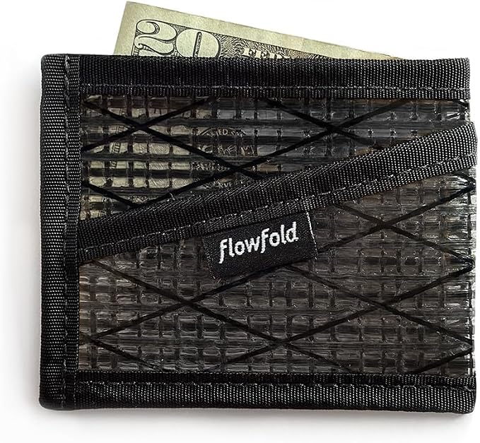 Flowfold Recycled Sailcloth Wallets - 3 Pocket Card Holder Wallet, Front Pocket Wallet, Slim Card Holder Wallet Made in USA (Black Sailcloth)
