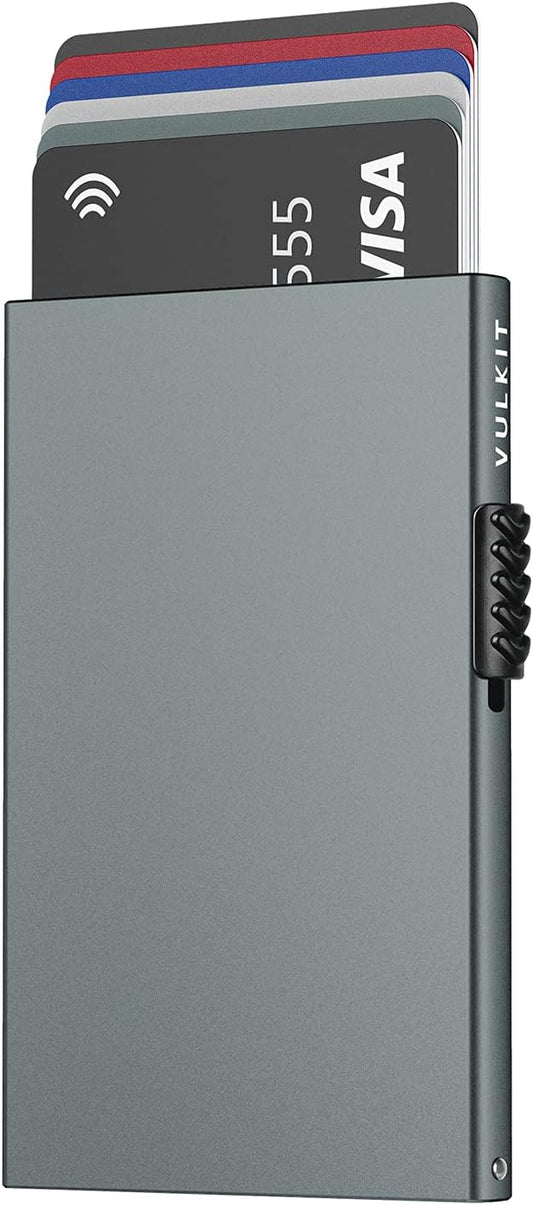 VULKIT Minimalist Credit Card Holder Pop Up Cards RFID Protection Slim Metal Wallet