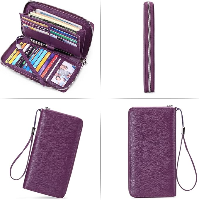 SENDEFN Leather Women's Wallets RFID Blocking Zip Around Large Capacity Long Credit Card Holder Wallet
