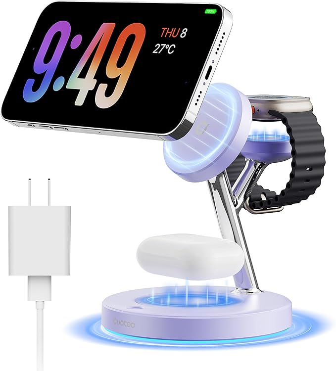 New 3 in 1 Charging Station for Apple Compatible with Magsafe Charger Stand for iPhone 17 16 15 14 13 12 Wireless Charging Station for AirPods Wireless Charger for iWatch Series