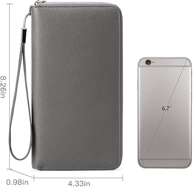 GOIACII Womens Wallet RFID Blocking Leather Zip Around Wallet Large Capacity Long Purse Credit Card Clutch Wristlet | RFID Blocking, Zip Around, Large Capacity, Long, Credit Card, Clutch