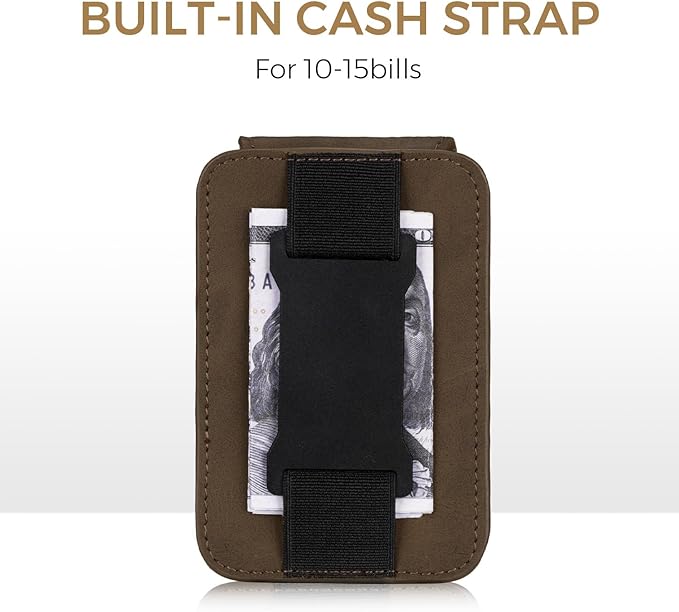 Zitahli Slim Wallet for Men with Pull-Up Tab & Cash Strap - Front Pocket Minimalist Easy Access Card Holder, RFID Blocking, Holds 8 Cards & 10-15 Bills