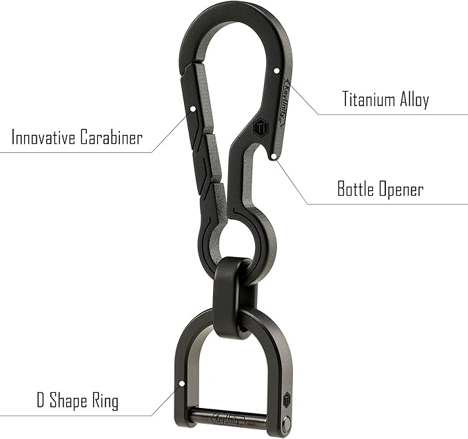 KeyUnity KM01 Titanium EDC Keychain Clip with Bottle Opener, Quick Release Carabiner Key Ring Holder for Men