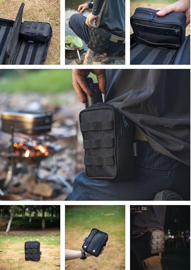 CAMPINGMOON Tactical MOLLE Pouch Compact EDC Organizer Bag Webbing Structured Utility Gear Pouch Belt Camping Hiking Outdoor
