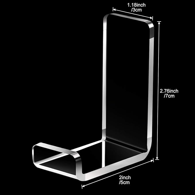 Weewooday 4 Pieces Headphone Hanger Holder Desk Adhesive Headphone Hook Wall Mount Headset Stand Acrylic Holder with Glues for General Purpose Game Earphone(Clear)