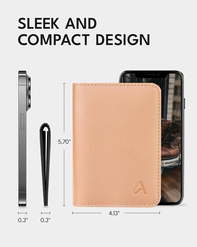 ALLIVE Passport Holder for Travel, Genuine Leather Passport Holder Women Men,Passport Cover,Travel Wallet Must Haves Airport Essentials Travel Gifts Beige