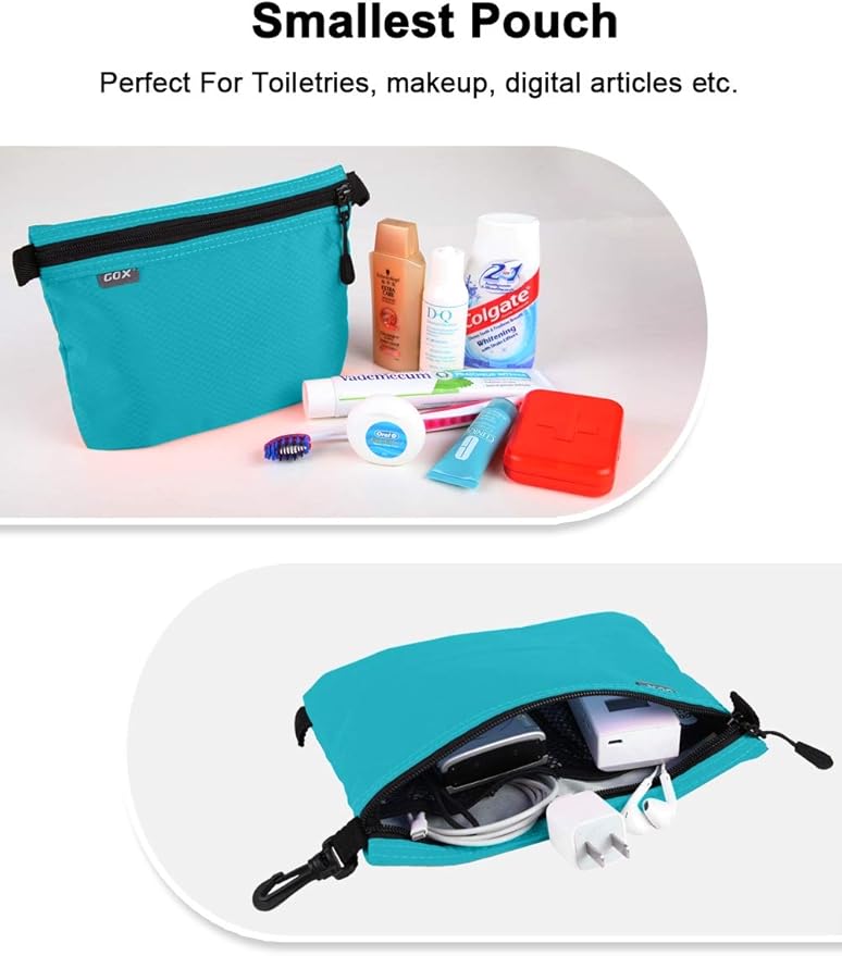 GOX 3 Pack Travel Toiletry Bag for Men Carry On Packing Organizer Zipper Pouch Portable Cosmetic Pouch Accessory Document Electronics (Blue)