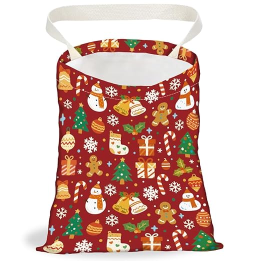 Christmas Elements Car Trash Bag Portable Waterproof Hanging Garbage Bag with Snap Buttons Back Seat Rubbish Storage Dustbin for Car Interior Accessories Kitchen Home Festival Gift